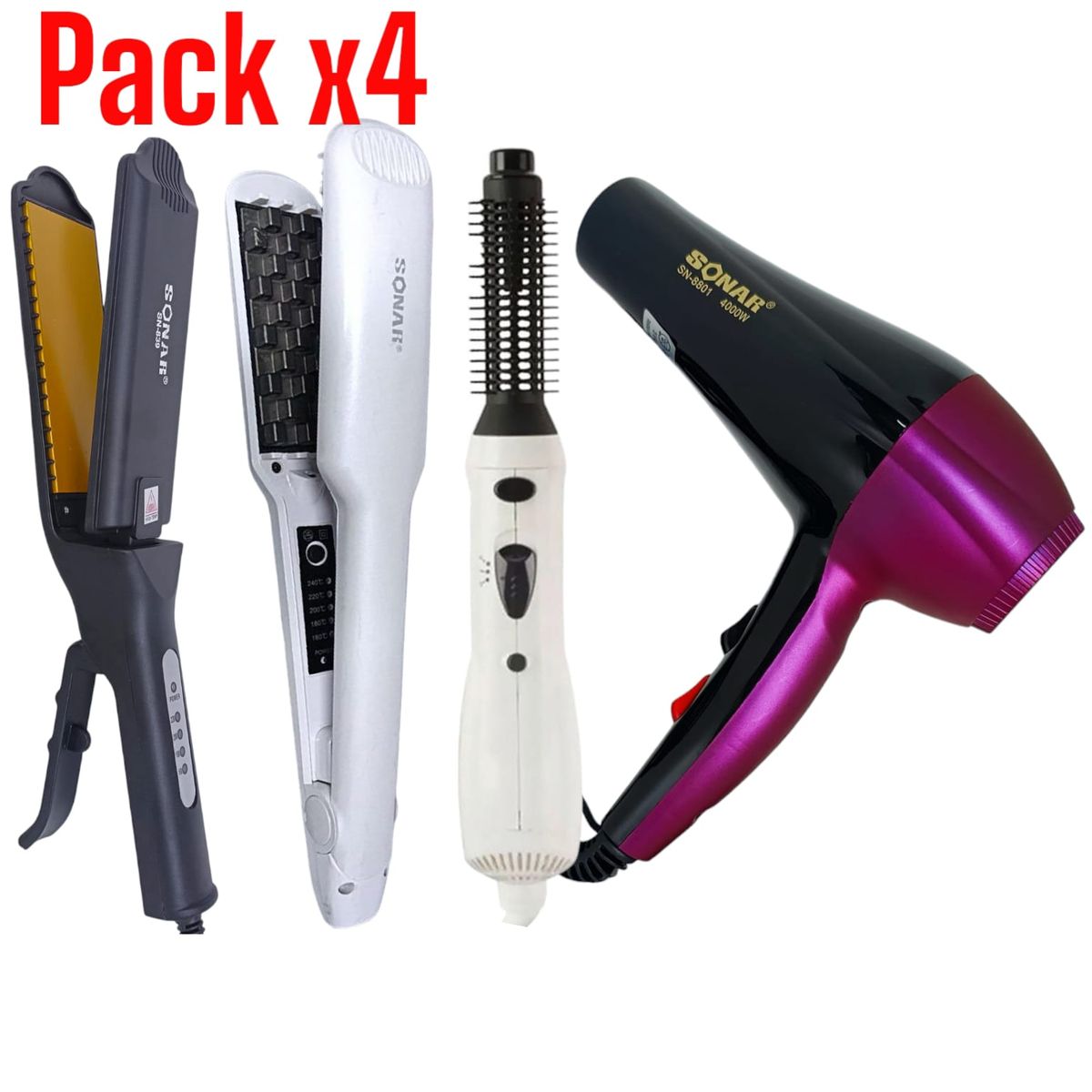 OEM - Kit 4 en 1 Sonar Surker: Secadora 4000W + Plancha + Ondulador + Peine