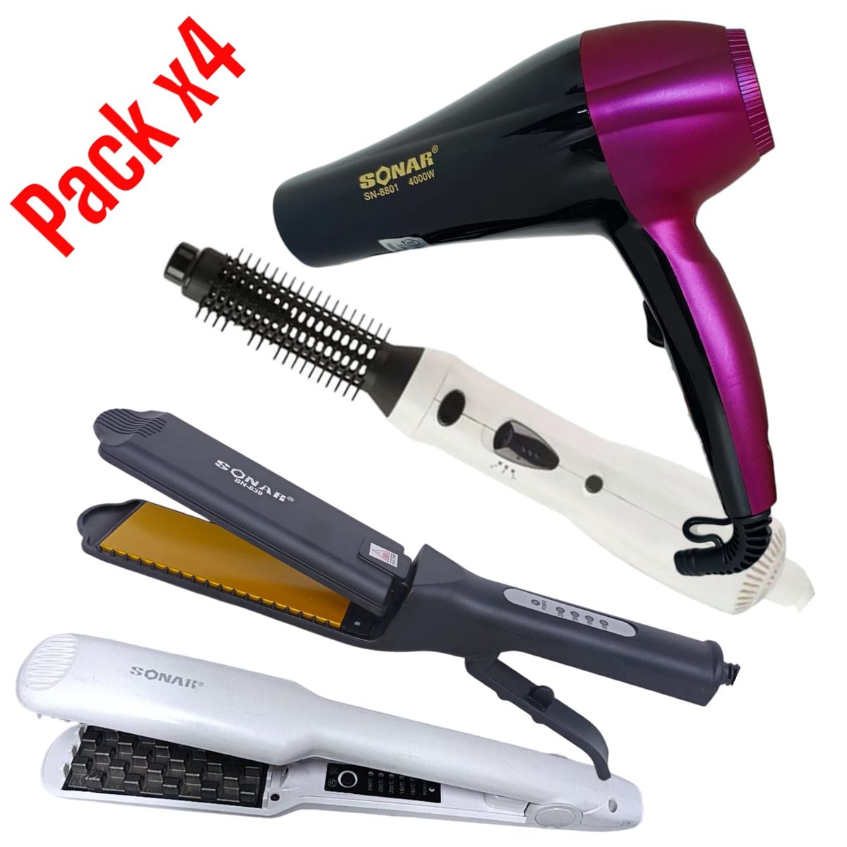 OEM - Kit 4 en 1 Sonar Surker: Secadora 4000W + Plancha + Ondulador + Peine