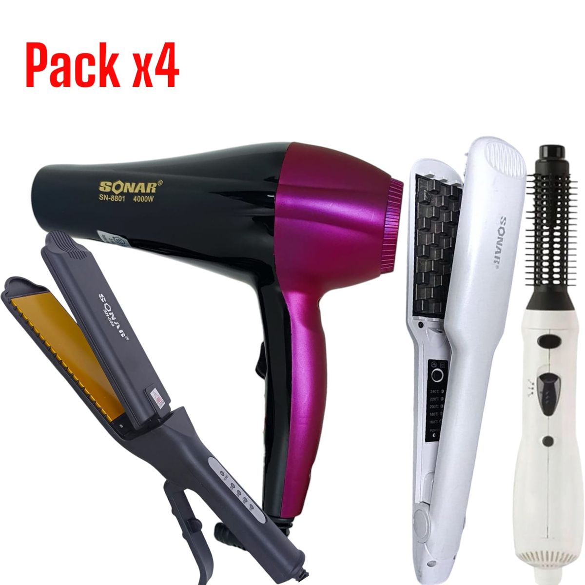 OEM - Set 4 en 1 para el Cabello Secadora 4000W, Planchas, Ondulador y Peine