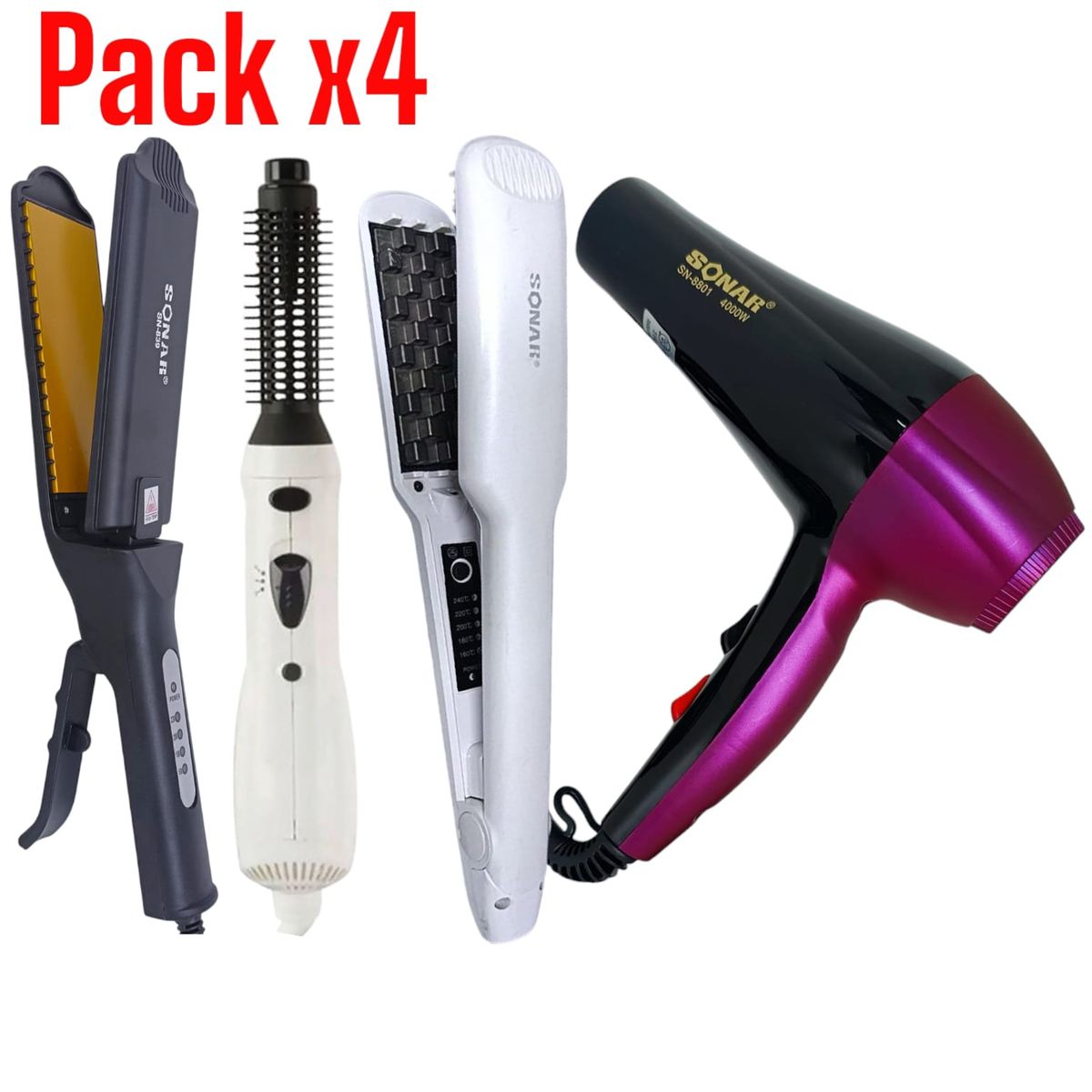 OEM - Set 4 en 1 para el Cabello Secadora 4000W, Planchas, Ondulador y Peine