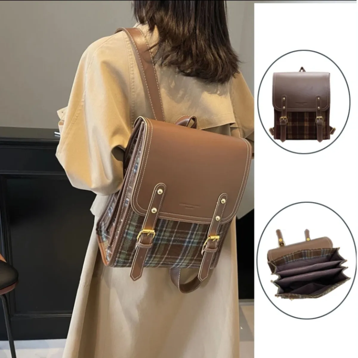 GENERICO - Cartera mochila vintage tendencia 2025 Fashion cuero PU