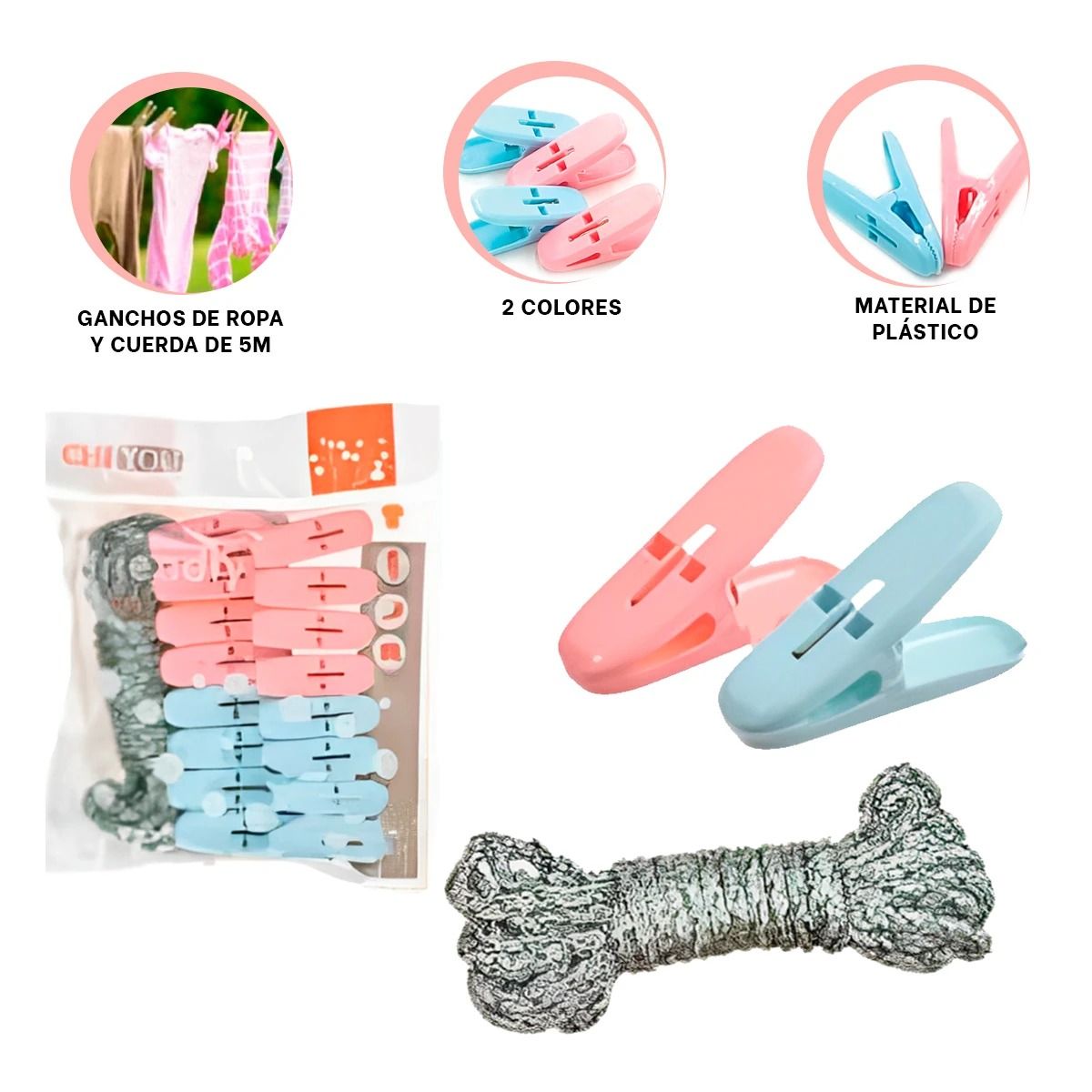 GENERICO - Pack9 Colgadores para Colgar Ropa sin Deformarla Multicolor