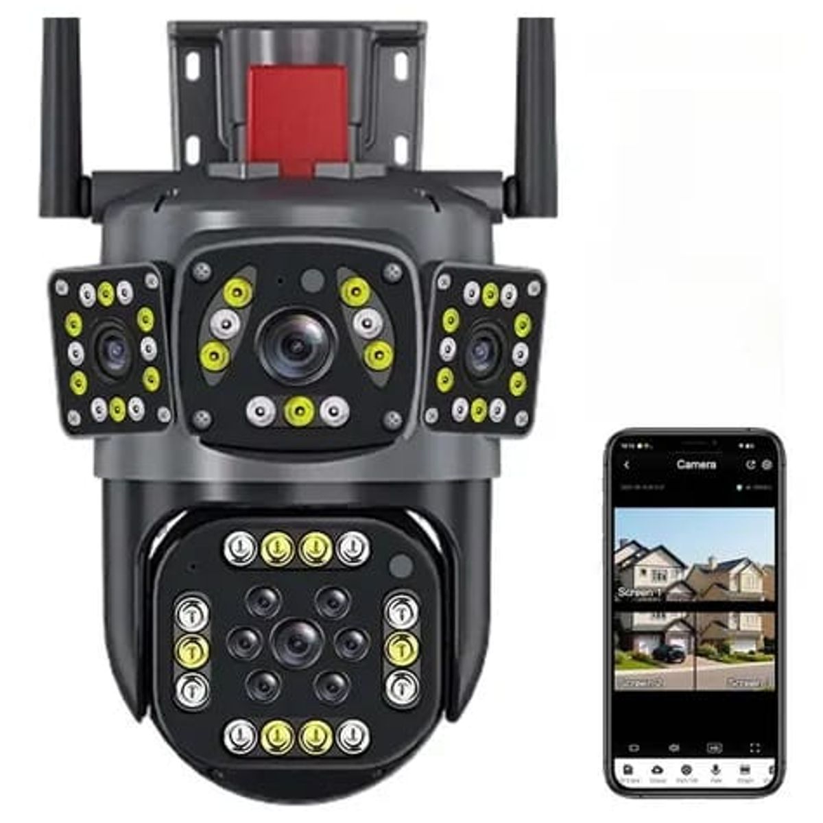 OEM - Cámara IP Wi-Fi 4 Lentes con Detección de Movimiento y Audio