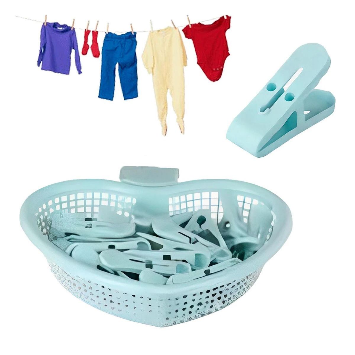 RYBIU IMPORT - Pack4 Cesto Cómodo con Ganchos Verde Y+Banderitas Adhesivas