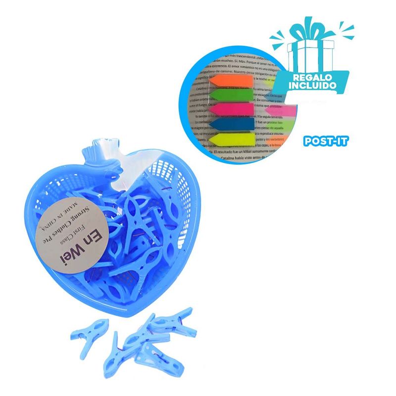 GENERICO - Pack9 Canasta Bonita en Color Celeste Y+Banderitas Adhesivas