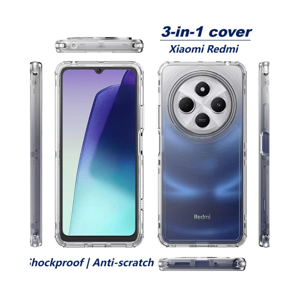 CASE - Case 360 3 EN 1 Clear Para Xiaomi Redmi A4 5G
