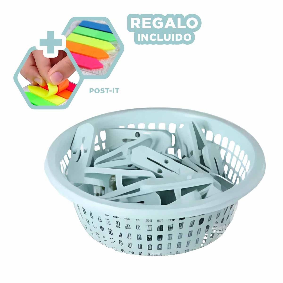 RYBIU IMPORT - Pack4 Cesto Circular en Color Verde Y+Banderitas Adhesivas