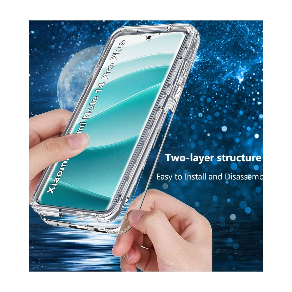 CASE - Case 360 3 EN 1 Clear Para Xiaomi Note 14 Pro Plus 5G