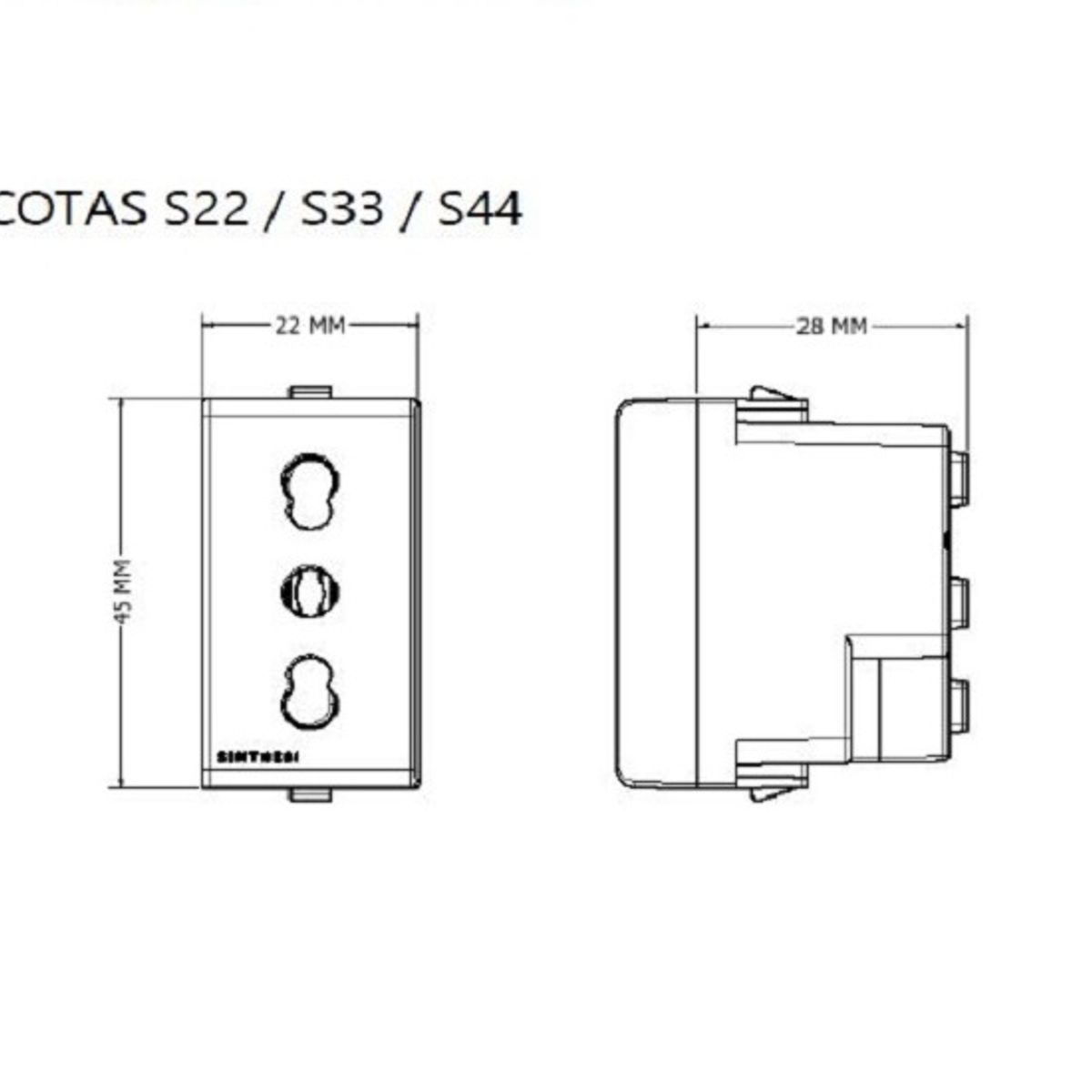 SINTHESI - TOMACORRIENTE DOBLE SCHUKO Y 3 EN LINEA BIPASO S33 PLACA BLANCA MATE
