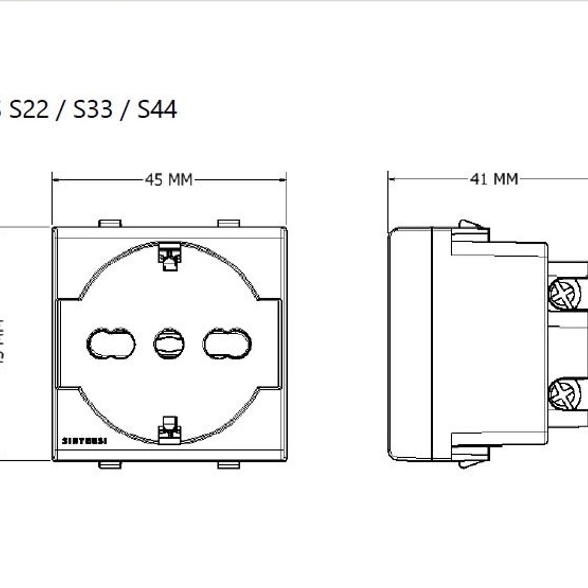 SINTHESI - TOMACORRIENTE DOBLE SCHUKO Y UNIVERSAL S33 PLACA BLANCA MATE