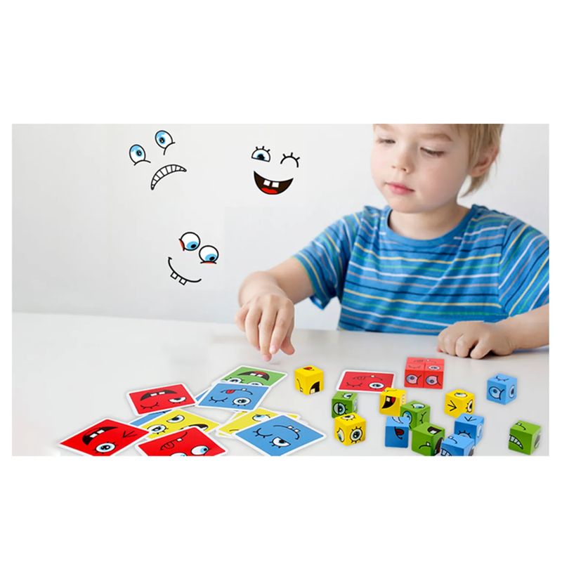 GENERICO - Mini Juego de Emociones Con Bloques de Madera y Campana