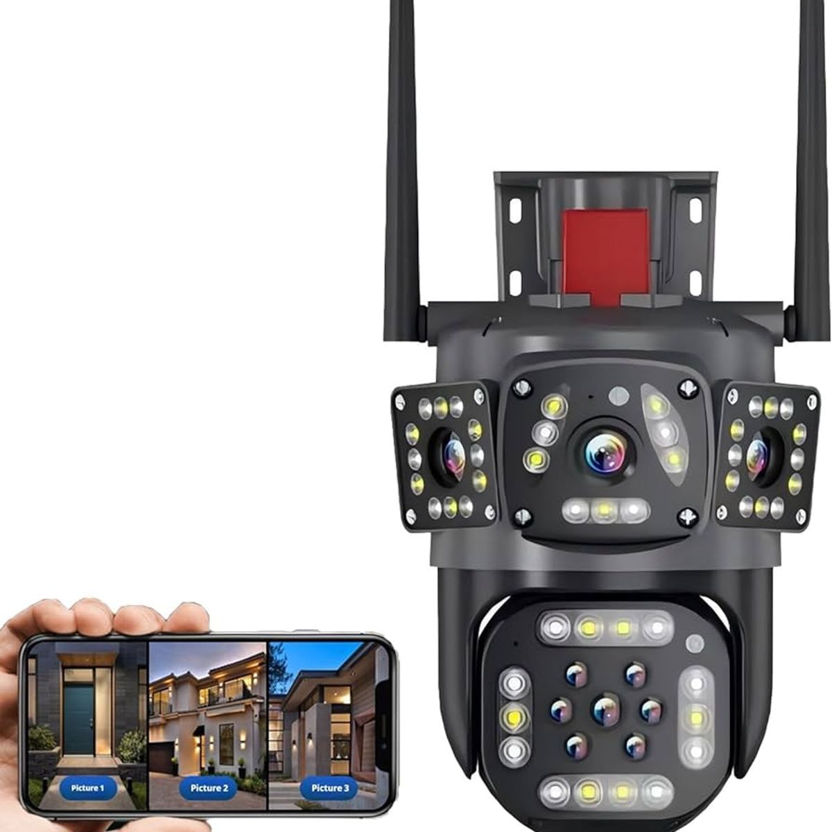 OEM - IP Cam Wi-Fi 4 Lentes con Sensor de Movimiento y Visión Nocturna