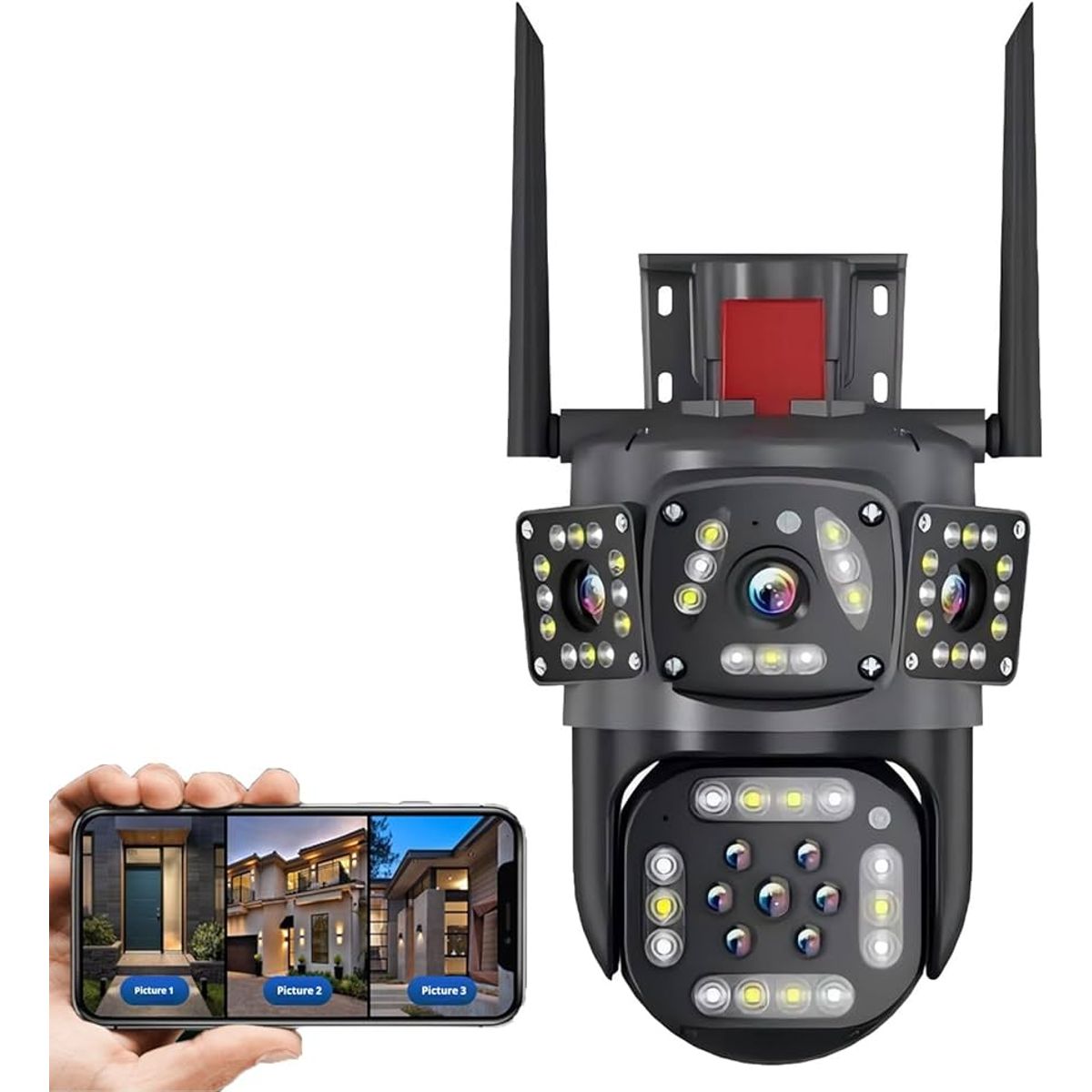 OEM - IP Cam Wi-Fi 4 Lentes con Sensor de Movimiento y Visión Nocturna