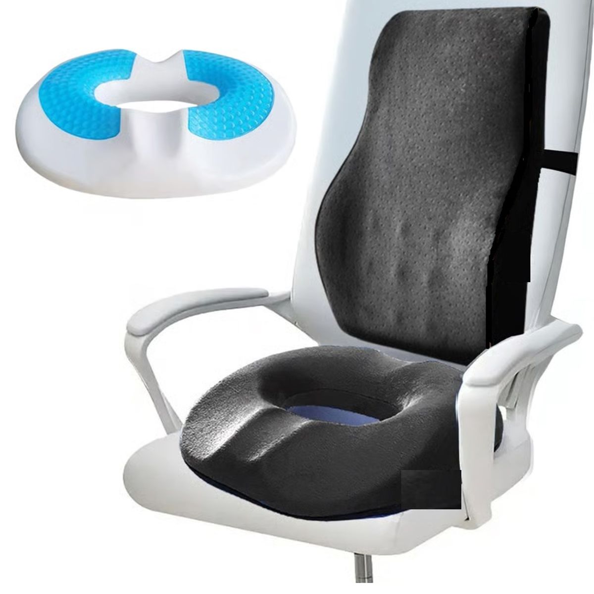 OEM - Duo Cojín Asiento DONA y Respaldar Viscogel para Auto u oficina