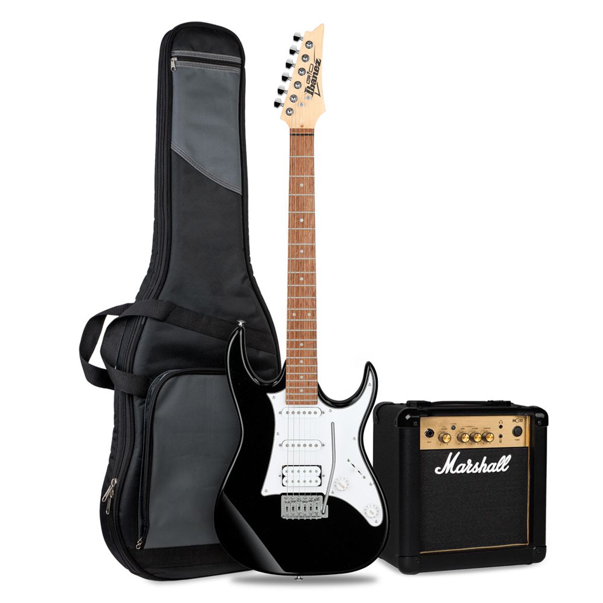 IBANEZ - Guitarra Eléctrica Ibanez GRX40-BKN con Amplificador Marshall MG10