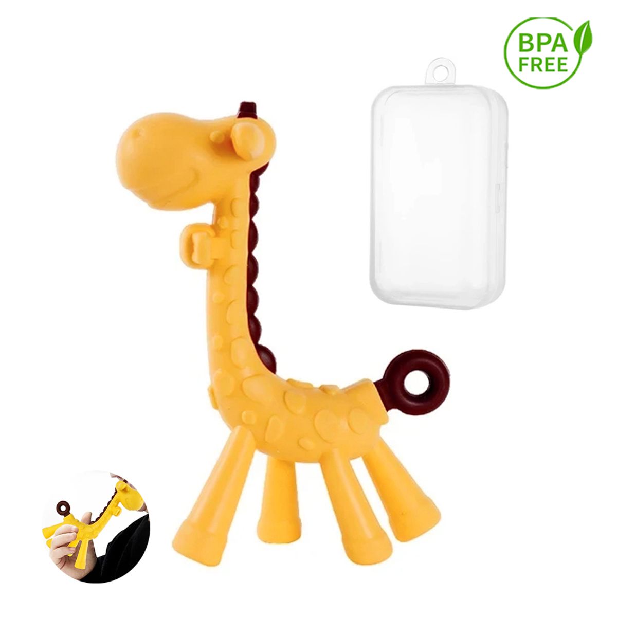 GENERICO - Mordedor Jirafa Amarillo para bebe Baby Froggie con estuche