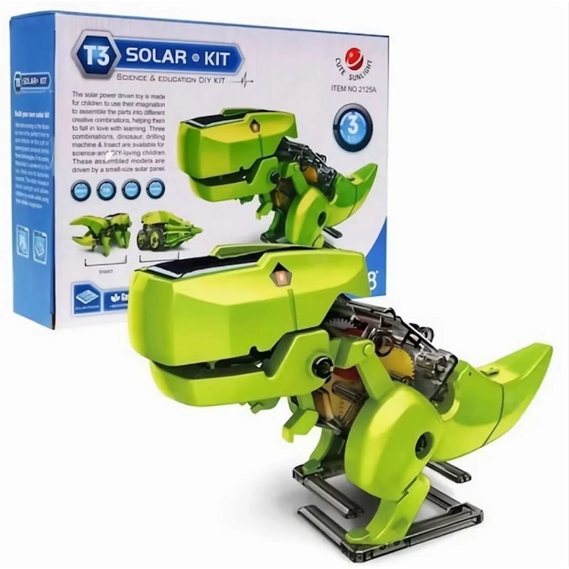 GENERICO - Robot Solar Armable 3 en 1 Modelo Dinosaurio