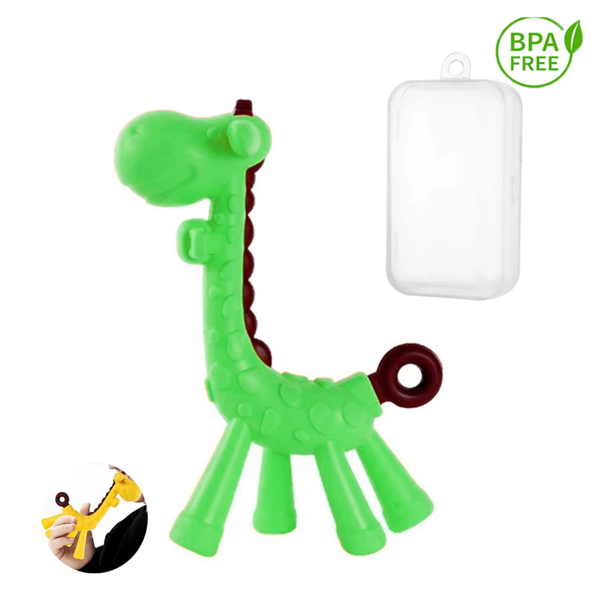 GENERICO - Mordedor Jirafa Verde para bebe Baby Froggie con estuche
