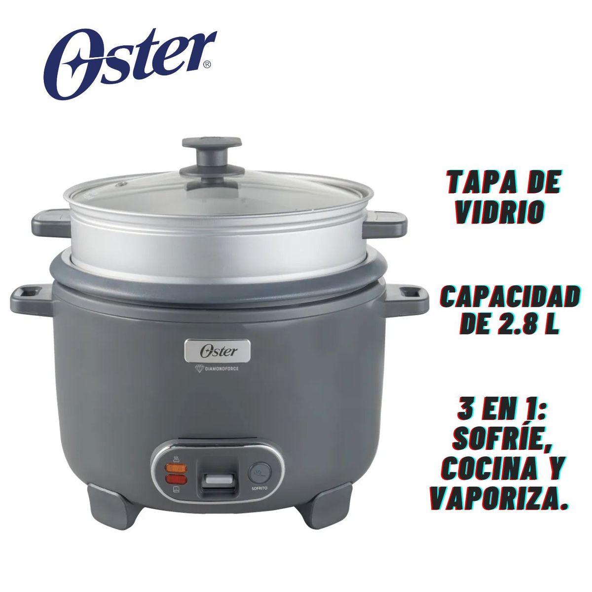 OSTER - Olla Arrocera Oster CKSTRC15DFSKE 2,8 L Vaporera Función de Sofrito