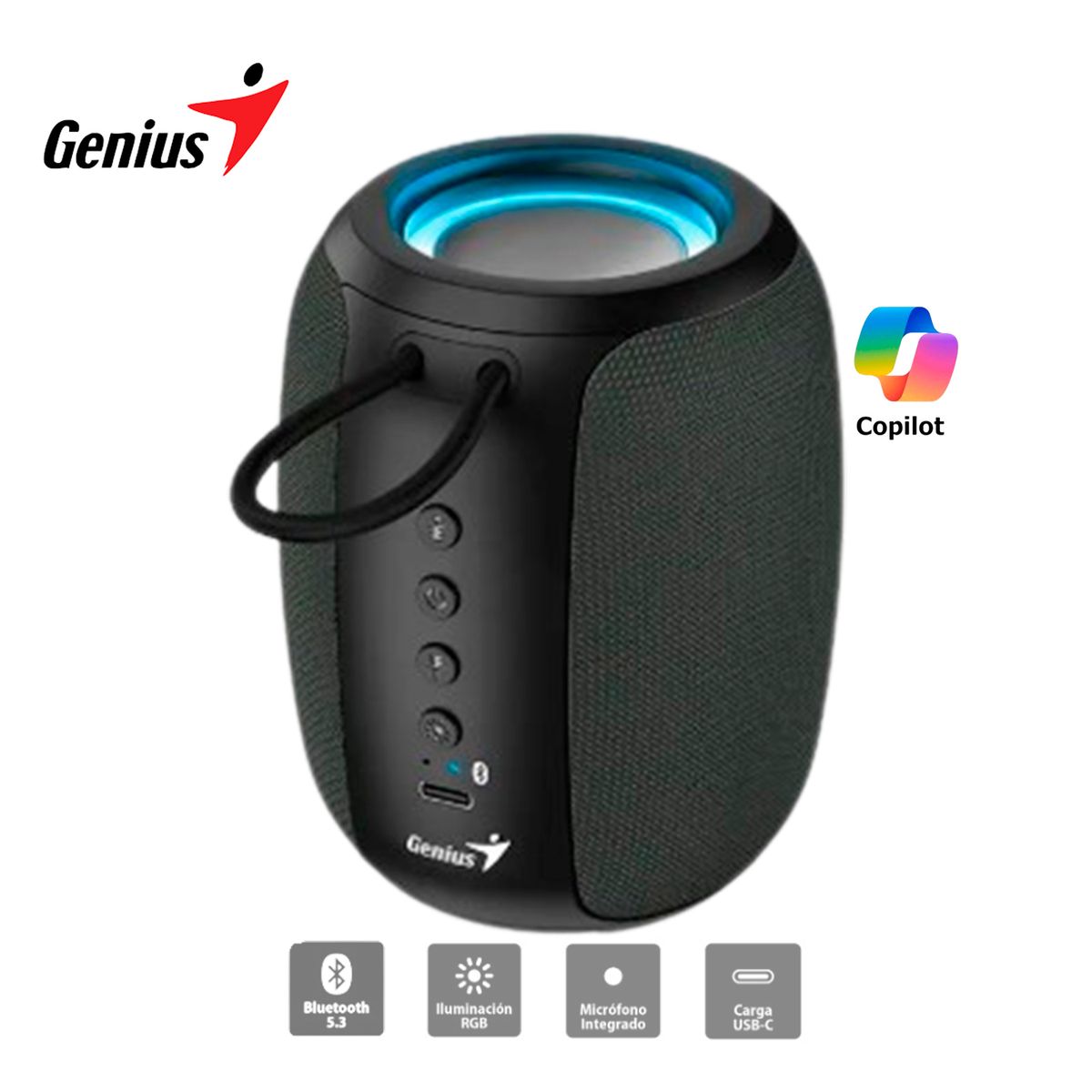 GENIUS - Parlante Sp-915Bt Bluetooth 5.3 Micro Integrado Rgb 5W Rms Gris