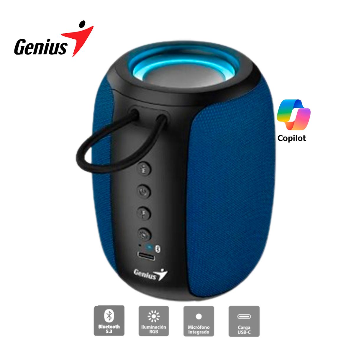 GENIUS - Parlante Sp-915Bt Bluetooth 5.3 Micro Integrado Rgb 5W Rms Azul