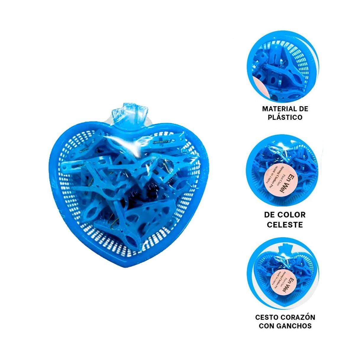 RYBIU IMPORT - Cesto Cómodo con Ganchos en Color Celeste Y+Regalo Agendita