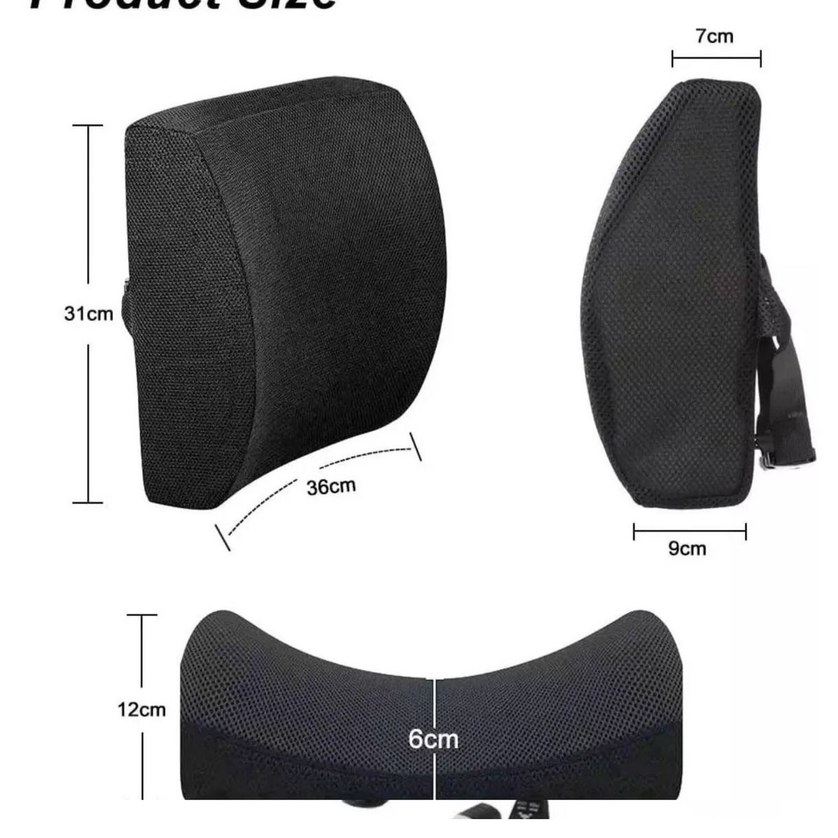 OEM - Cojín Respaldar Lumbar Memory Foam Incluye Funda