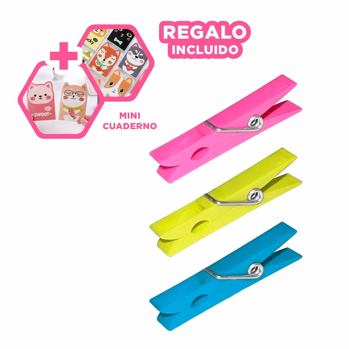 GENERICO - Pack9 Ganchos Practicos en Multicolor Y+Regalo Agendita