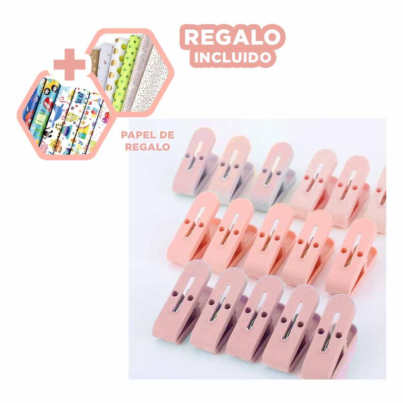 GENERICO - Pack9 Cesto Circular Decorativo en Rosado Y+Papel de Regalo