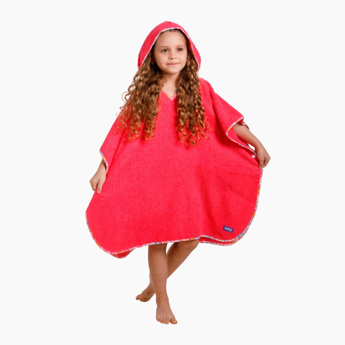NATA COTON - SALIDA DE BAÑO CAPUCHA  NIÑAS ALGODON  ROSA