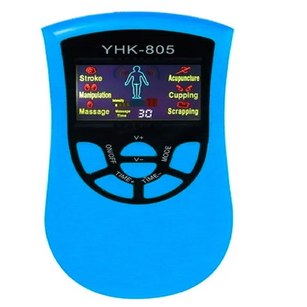 GENERICO - MASAJEADOR ELECTRICO CON 8 PARCHES TENS ELECTRODOS-celeste