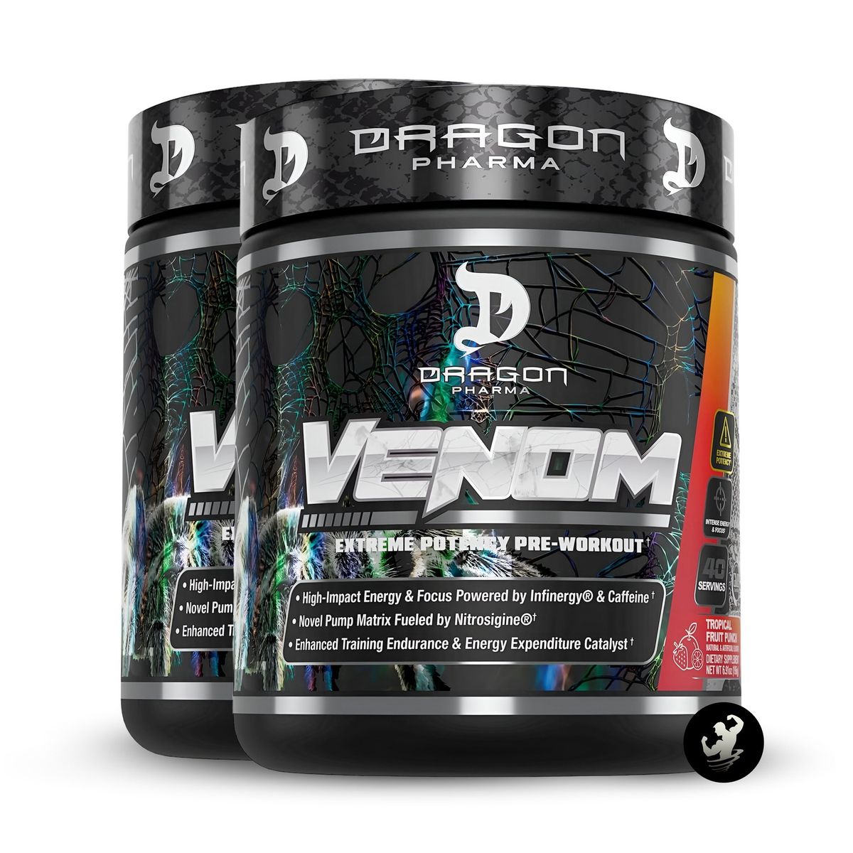 VENOM - Pack x 02 Pre Entreno VENOM 40 serv - Tropical Fruit Punch