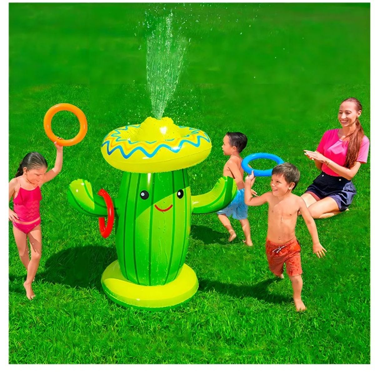 BESTWAY - Juego Cactus Inflable Rociador Lanza Agua Bestway
