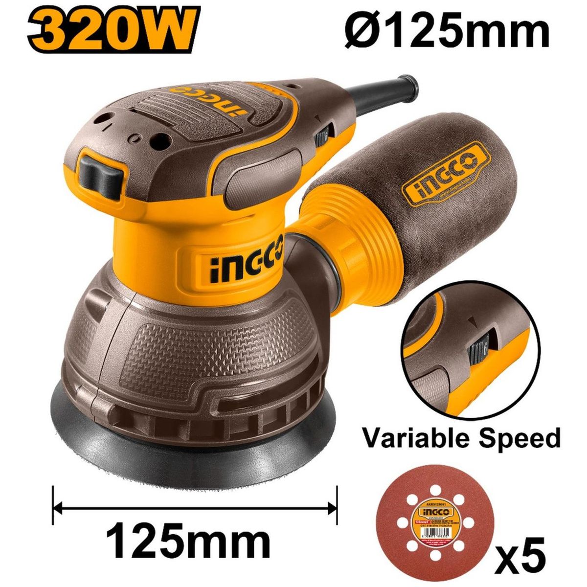 INGCO - Lijadora rotativa 320w industrial Ingco