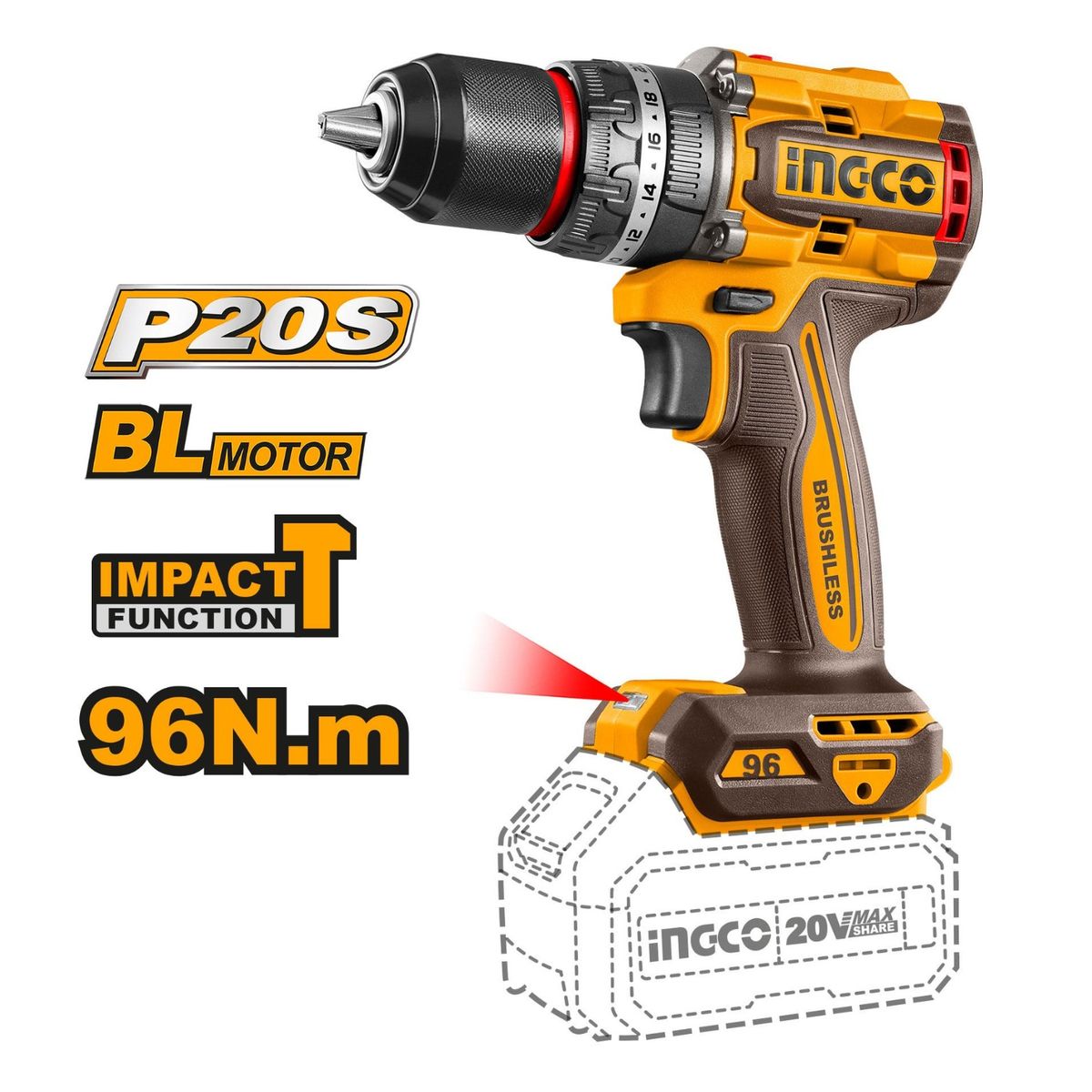 INGCO TOOLS - Taladro Percutor 96Nm solo cabezal Industrial Ingco