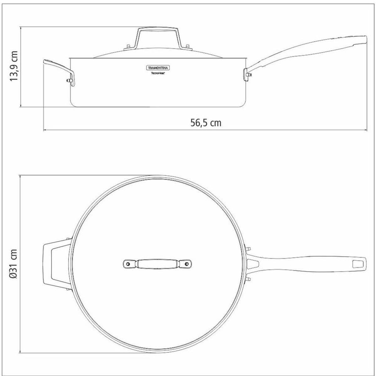 TRAMONTINA - Sartén Tramontina 30 cm Acero Inoxidable Línea Grano