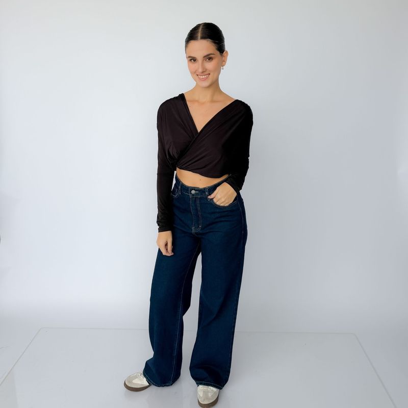 INTROSPECTIVA MODA - BLUSA MANGA LARGA CON ELÁSTICO EN LA CINTURA MODELO CHIARA