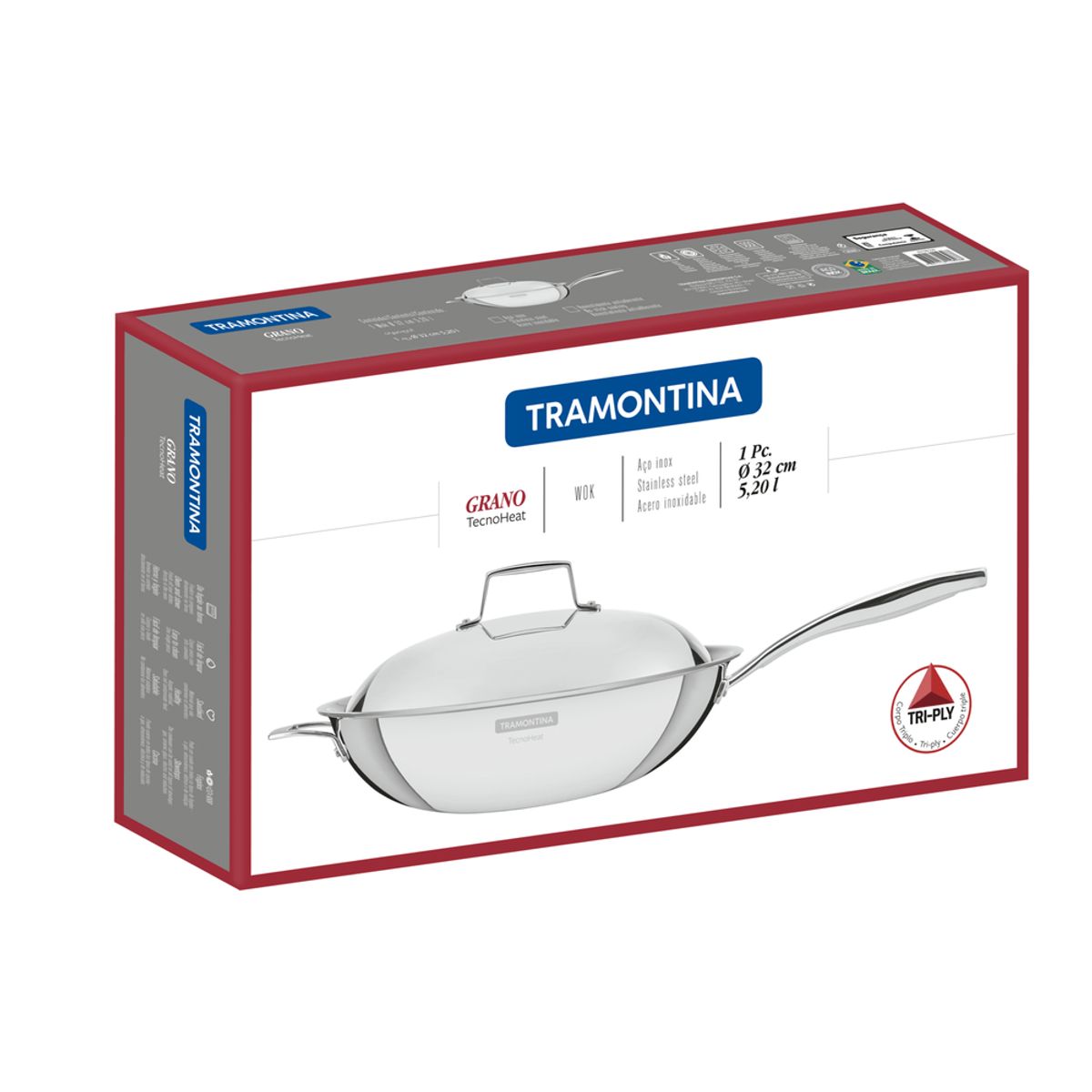 TRAMONTINA - Wok Tramontina Grano 32 cm Acero Inoxidable - 62158/320
