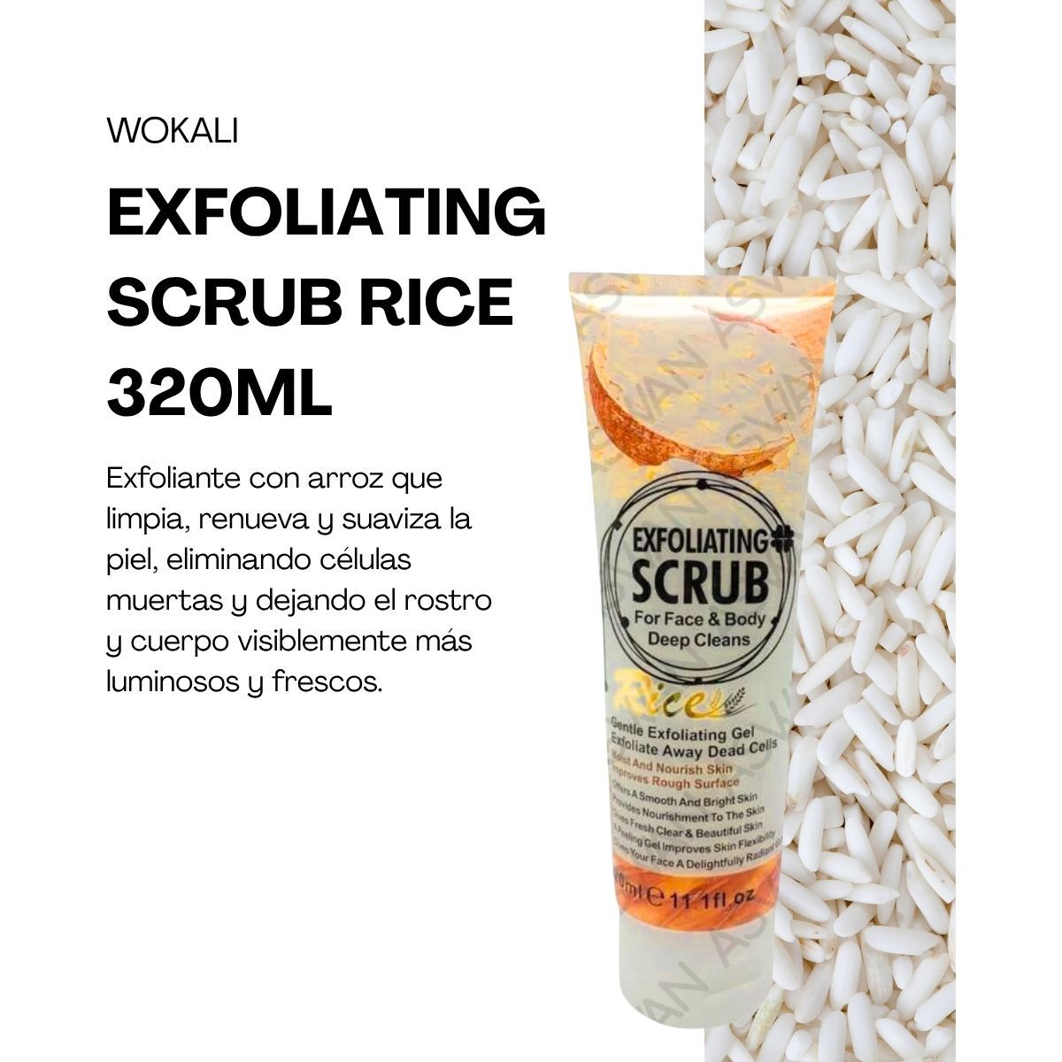 WOKALI - EXFOLIATING SCRUB RICE 320ML - WOKALI