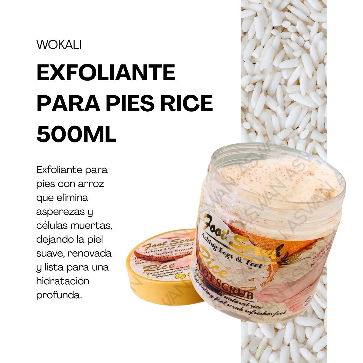 WOKALI - EXFOLIANTE PARA PIES RICE 500ML - WOKALI