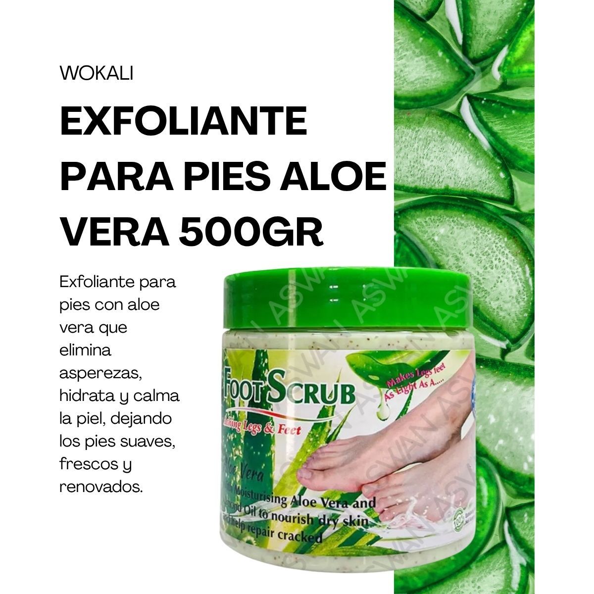 WOKALI - EXFOLIANTE PARA PIES ALOE VERA 500GR - WOKALI