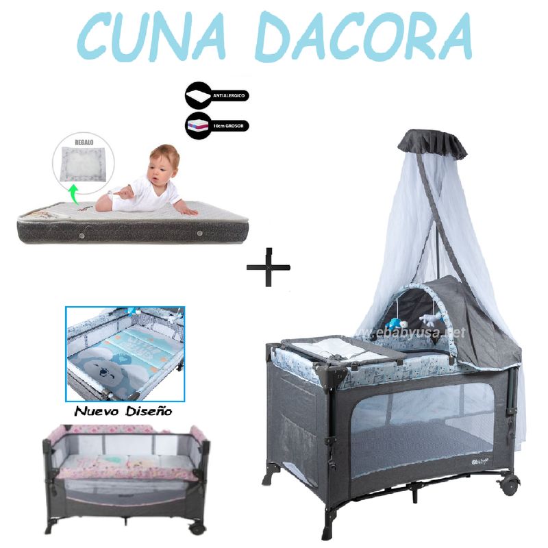 EBABY - Nueva Cuna Corral Dacora C-Colchon Gris