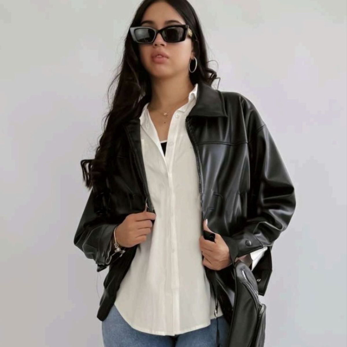 GENERICO - CASACA URBANA OVERSIZE CUERINA PARA DAMA