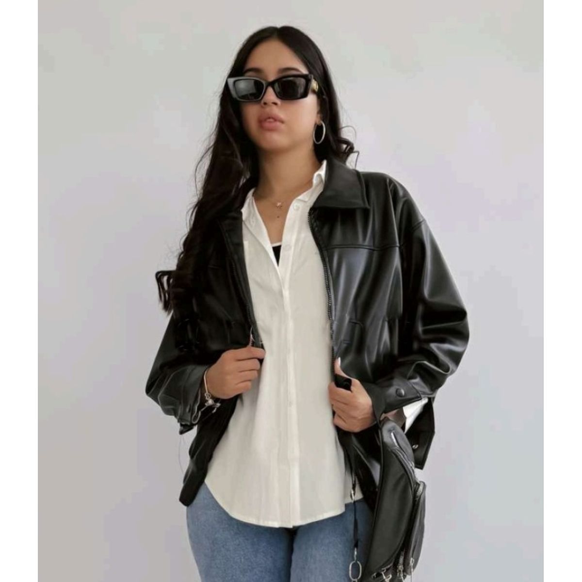 GENERICO - CASACA URBANA OVERSIZE CUERINA PARA DAMA