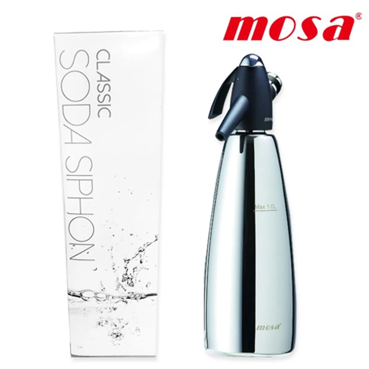 GENERICO - MOSA SSF3-06 SIFON DISPENSADOR (SODA) DE 1 LITRO DE ACERO INOXIDABLE PARA CAPSULAS CO2