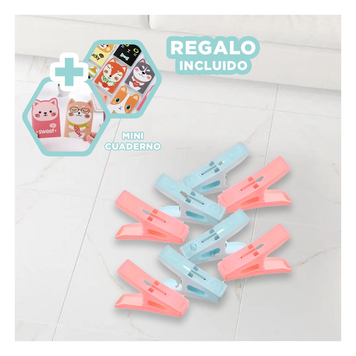 GENERICO - Pack12 Ganchos para Ropa en Cuadrado Y+Regalo Agendita