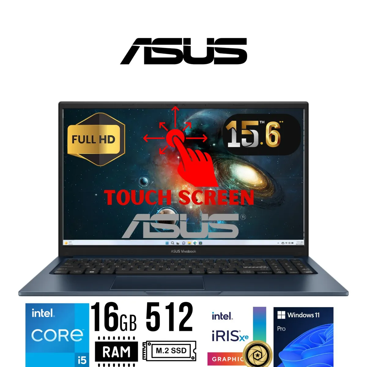 ASUS - Laptop  ASUS VIVOBOOK 15 X1504VA-E82189, 15,6´ FHD TACTIL, i5 1334U, RAM 16GB, SSD 512 GB, W11 PRO