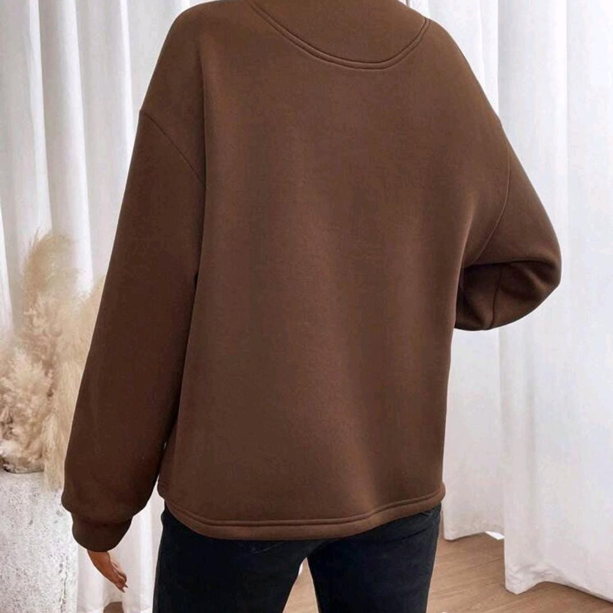 GENERICO - SHEIN Essnce Sudadera con cremallera media de hombros caídos