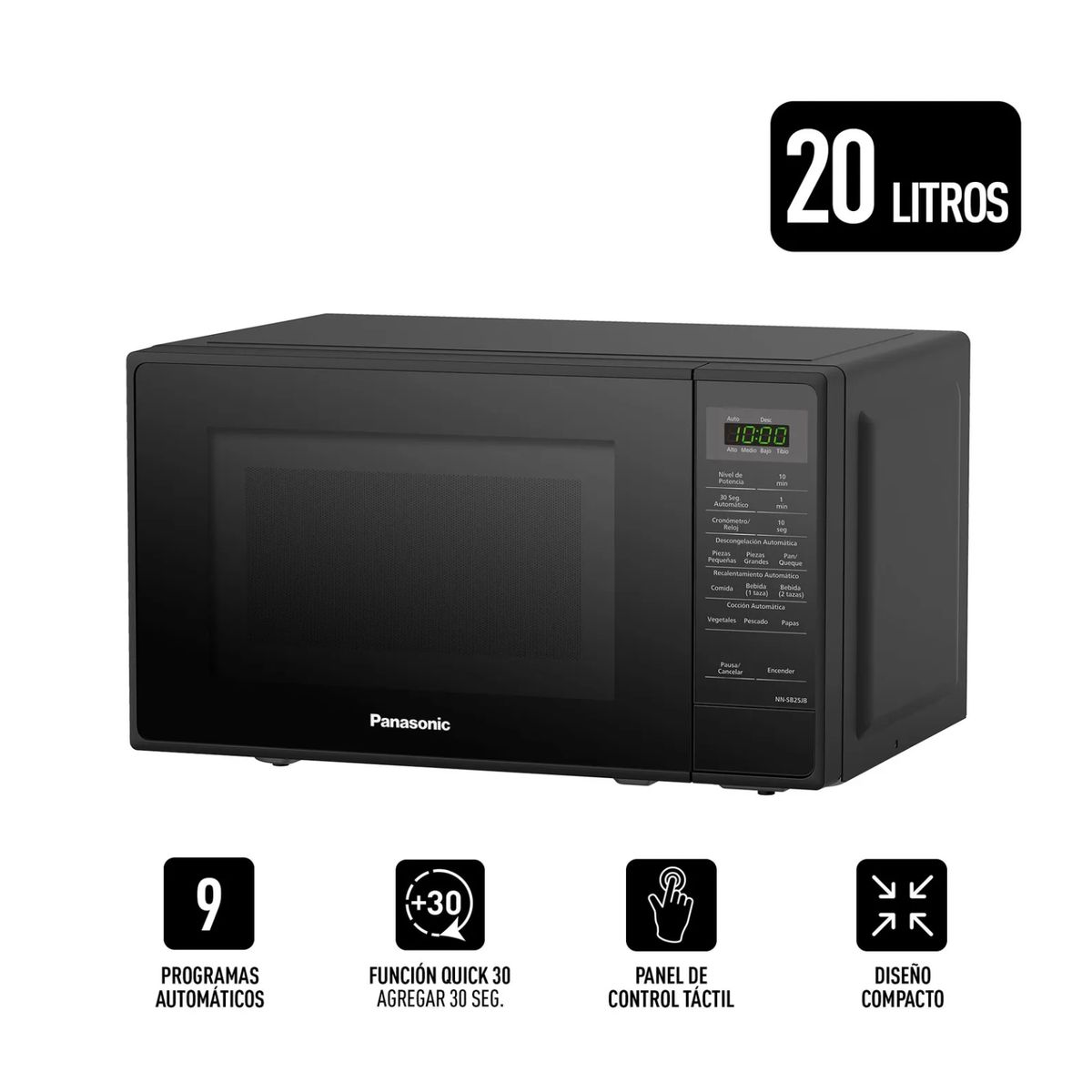 PANASONIC - Horno microondas Panasonic 20Lt Nn-Sb25Jbrpk Negro
