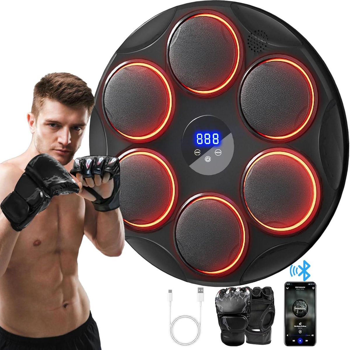 EVERBEST - Maquina de Boxeo Musical con Bluetooh 46x85 cm
